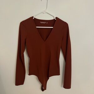 Women's Abercrombie V-Neck Long Sleeve Bodysuit - Brown